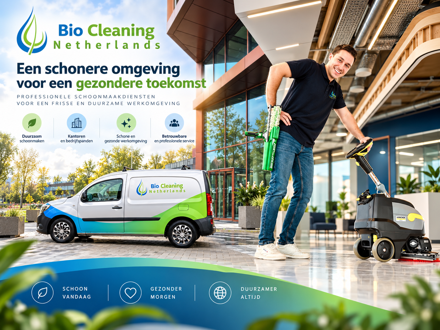 Professionele zakelijke schoonmaak van een kantoor door Bio Cleaning Netherlands