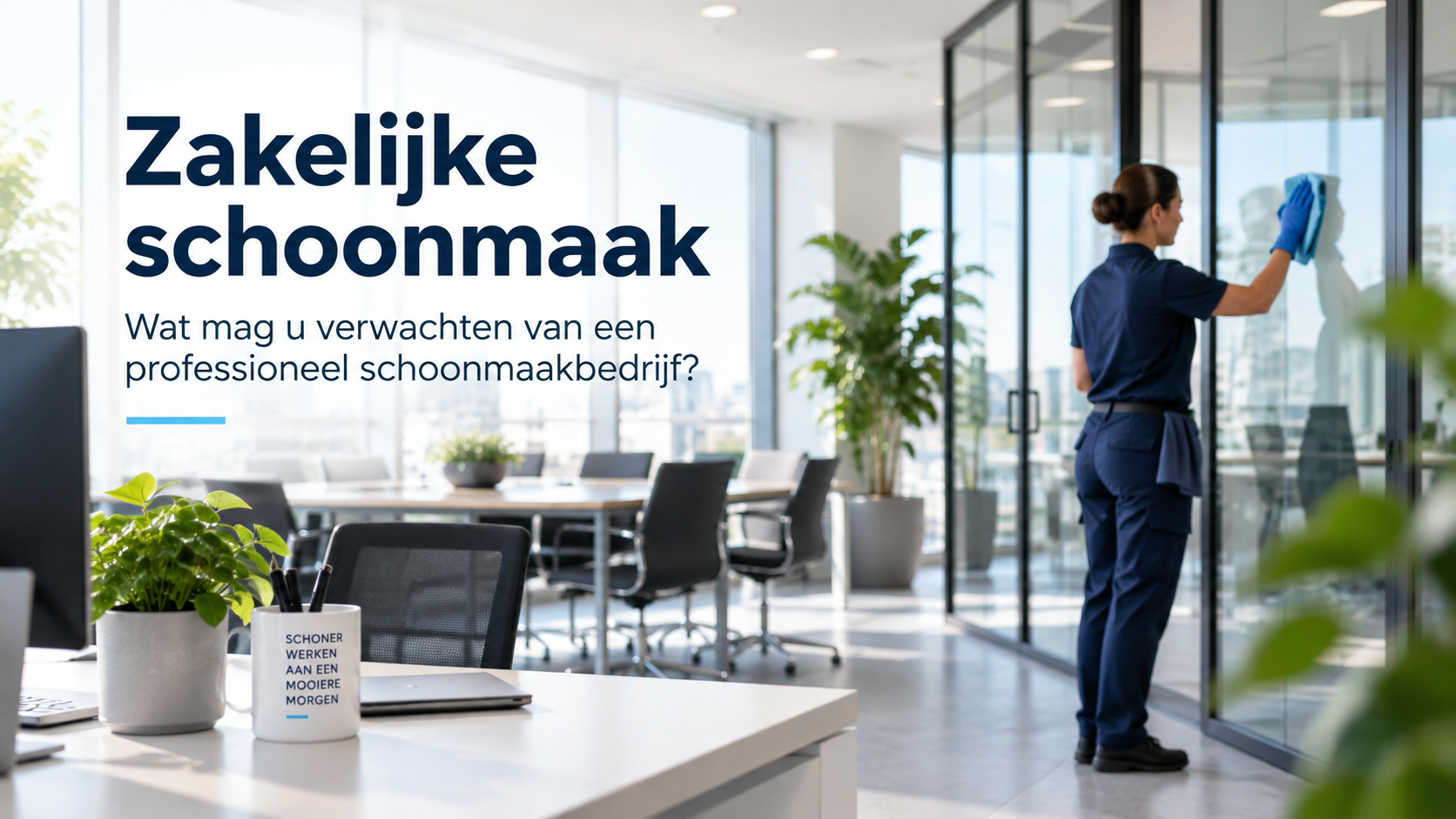 Professionele zakelijke schoonmaak in een modern kantoor door Bio Cleaning Netherlands